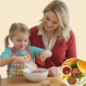 ערכת שייפבורגר להכנת המבורגרים וקציצות סט 3 צורות + סינר + מרית