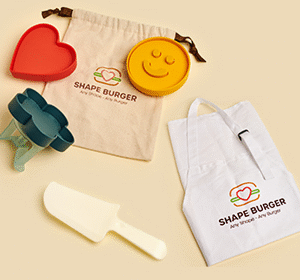 ערכת שייפבורגר להכנת המבורגרים וקציצות סט 3 צורות + סינר + מרית